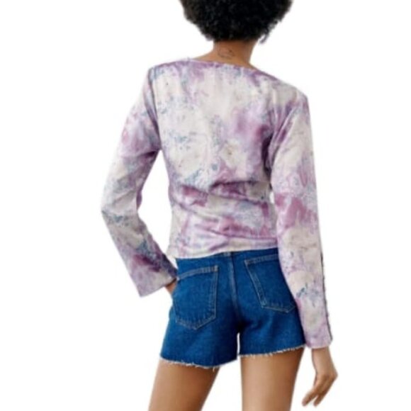 ZARA SATIN EFFECT PRINTED TOP PURPLE | 8351/245 - Picture 3 of 11